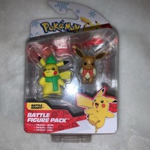 Pokemon Battle Figure Pack Christmas Holiday Edition Pikachu &amp; Eevee New - £17.29 GBP