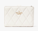 New Kate Spade Carey Medium Compact Bifold Wallet Quilted Leather Parchment - $75.91