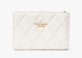 New Kate Spade Carey Medium Compact Bifold Wallet Quilted Leather Parchment - £59.97 GBP