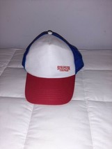 STRANGER THINGS Dustin Hat Red White Blue Trucker Cap 80s Adjustable Mesh - £9.47 GBP