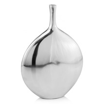 Mod Buffed Silver Long Neck Disc Vase - £112.32 GBP