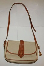 Dooney &amp; Bourke Classic AWL Cream Leather Cross Body Flap Bag Purse  - £35.92 GBP