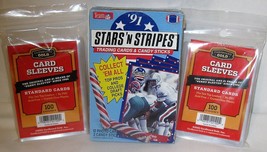 1991 Fleer Star&#39;s N Stripes Football Trading Card Set + 200 Penny Card Sleeves - £11.76 GBP