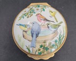 Vintage Halcyon Days Enamels England Trinket Pill Box Bird Bath Garden S... - $39.59