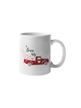 I Love Us Red Truck Valentines Day 15 oz Coffee Mug - £20.42 GBP