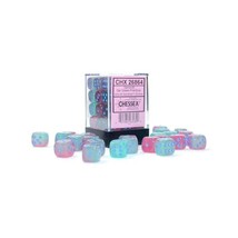 Chessex Manufacturing d6 Cube 16mm Gemini Luminary Gel Green-Pink with Blue (36) - £13.31 GBP