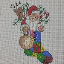 Handpainted Needlepoint Canvas Reindeer XMAS Stocking Candy Mini Wee Nee... - $37.95