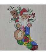 Handpainted Needlepoint Canvas Reindeer XMAS Stocking Candy Mini Wee Nee... - $37.95