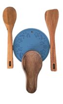 Pioneer Woman ~ Utensil Set ~ Trivet ~ Spoon Rest ~ Acacia Wood Turner ~... - $25.00