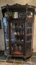 Antique Curio Cabinet with Curved  Glass - £2,400.77 GBP