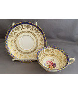 Vintage Royal Grafton Dark Blue Gold Floral Tea Cup &amp; Saucer - £11.85 GBP