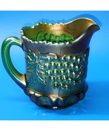 Antique NORTHWOOD Carnival Glass Pitcher GRAPE AND CABLE Emerald Green 4... - $66.13 CAD