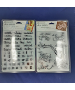 Autumn Leaves Brand Word Art Stamps &amp; Messy Dates Clear Stamps Love Happ... - £9.53 GBP