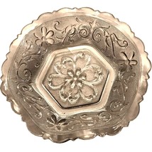 Vintage Depression Floral Fluted Glass Candy Dish: Clear / Crystal - £9.40 GBP