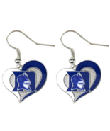 Aminco NCAA Duke Blue Devils White Swirl Heart Dangle Charm Earrings Log... - £7.70 GBP