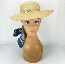 San Francisco Hat Co. Ladies Woven Straw Sun Hat w/ Leather Draw Cord - ... - £15.09 GBP