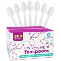 500 Count  Heavyweight Disposable White Plastic Tea Spoons | Dessert Spoons Plas - £40.08 GBP