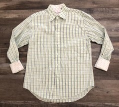 Robert Graham Mens Large Green Plaid Long Sleeve Button Up Shirt Turn Cuffs - $26.87