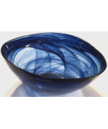 Monte Carlo Alabaster Indigo Blue Swirl Zodax TK-127 Glass Decorative Bo... - £24.87 GBP