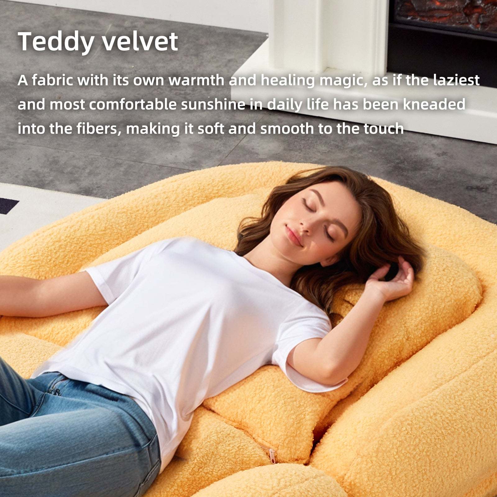 Yellow Teddy Folding Sofa Chair - 5-Position Adjustable Gaming Item image 8