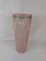 Starbucks Tumbler 2023 Summer Jeweled Pearl Pink Green Venti 24oz Cold Cup NWT - £20.43 GBP