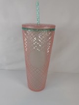 Starbucks Tumbler 2023 Summer Jeweled Pearl Pink Green Venti 24oz Cold Cup NWT - £20.47 GBP