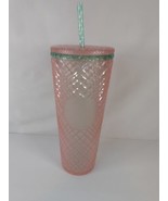 Starbucks Tumbler 2023 Summer Jeweled Pearl Pink Green Venti 24oz Cold C... - £20.82 GBP