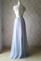 Light Gray Floor Length Tulle Skirt Bridesmaid Custom Plus Size Skirt Outfit image 8