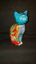 Hand Painted Collectible Mexican Pottery Cat with &quot;The Look&quot;  Talavera Inspired - £14.99 GBP