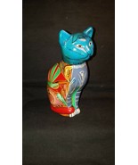 Hand Painted Collectible Mexican Pottery Cat with &quot;The Look&quot;  Talavera I... - $18.76