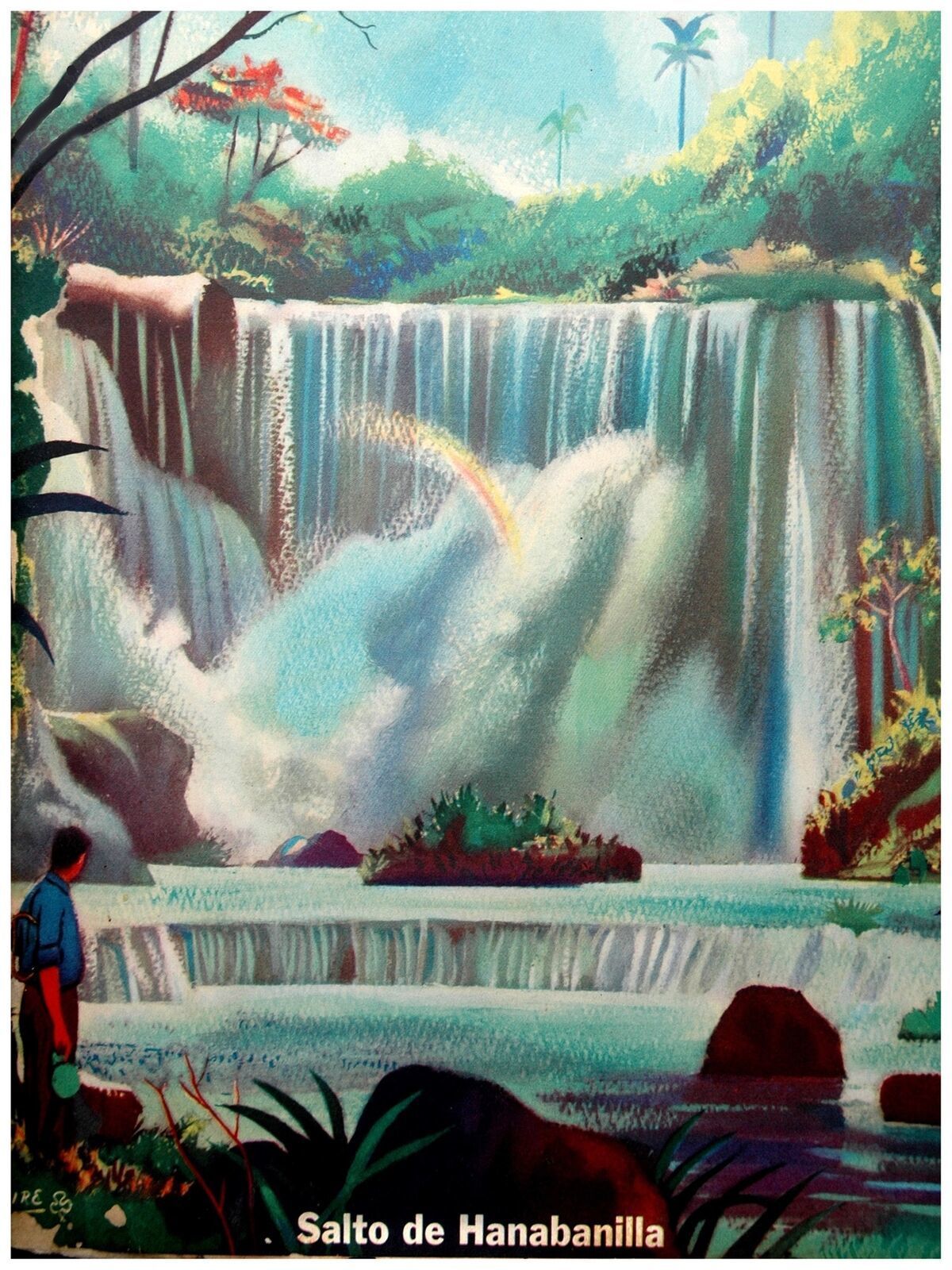 Primary image for 1581.Salto de Habanilla nature vintage 18x24 Poster.Waterfall Decor Art.Cuba Sce