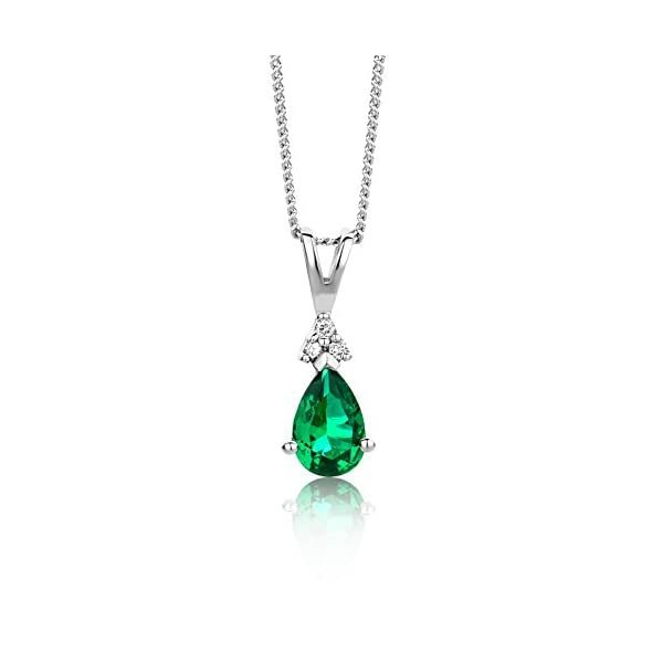 Miore Emerald 9 ct White Gold Pendant on 45 cm Chain  - $469.00