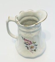 House of Webster Ceramic Briar Rose Pitcher 20 Ounces Gold Trim Eastland... - $21.66
