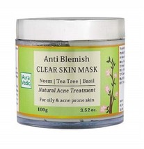 Auravedic Anti Blemish Clear Skin Mask Neem &amp; Tea Tree,basil Acne Treatment 100g - £18.15 GBP