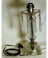 Ornate Table Lamp Light Crystal Prisms &amp; Clear Glass Base Vintage - £54.37 GBP