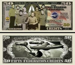 Star Trek Collectible Pack of 5 Funny Money 50 Dollar Bill Federation Credits - $6.58