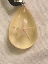 Real Starfish Pendant Necklace in Clear Teardrop Resin US Seller - $11.87