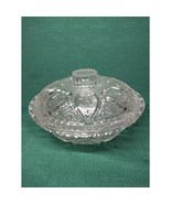 Vintage Cut Clear Glass Candy Dish W/Lid Malaysia KIG Heart &amp; Roses - $6.82