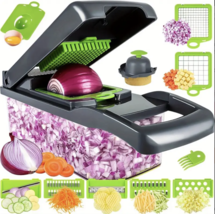 Vegetable Chopper, 13-in-1 Food Cutter - 8 Stainless Steel Blades And Container - £23.94 GBP