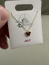 Disney Parks Mickey Mouse Faux Ruby July Birthstone Necklace Gold Color NEW image 3