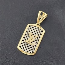 2Ct Round Cut Lab-Created Diamond Dog Tag Charm Pendant 14k Yellow Gold ... - $176.39