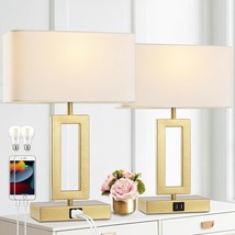 Gold Table Lamps Set Of 2 With Dual Usb Ports,3-Way Dimmable Touch Control Bedsi - £66.55 GBP