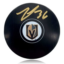 Logan Thompson Autographed Vegas Golden Knights Logo Hockey Puck COA IGM... - $72.21