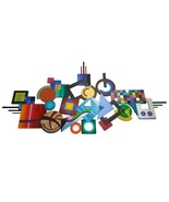 Abstract Wall Sculpture, Geometric Wood and Metal Wall Ar... - $2,376.00