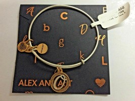New Alex And Ani Initial O Two Tone Charm Bangle Bracelet Nwt & Card - $16.65