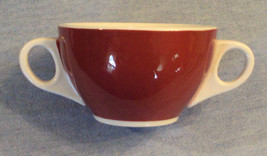 Jackson China SUGAR BOWL Deep Red Double Handle no LID Falls Creek PA Pottery ✿ - £15.65 GBP