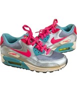 Nike Boys Air Max 90 345017-065 Gray Volt Hyper Jade Pink Shoes Size 5Y - $43.56