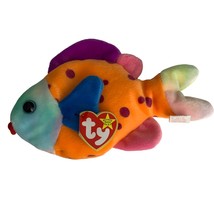 Lips the Fish Retired TY Beanie Baby 1999 PE Pellets Excellent Cond Orange - £5.35 GBP