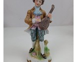 Vintage Colonial Man Playing The Mandolin Collectible Porcelain Figurine - $10.66
