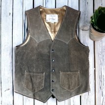 Vintage Joo Kay Western Suede Leather Vest Mens Size 40 / S Pioneer Butt... - $37.06